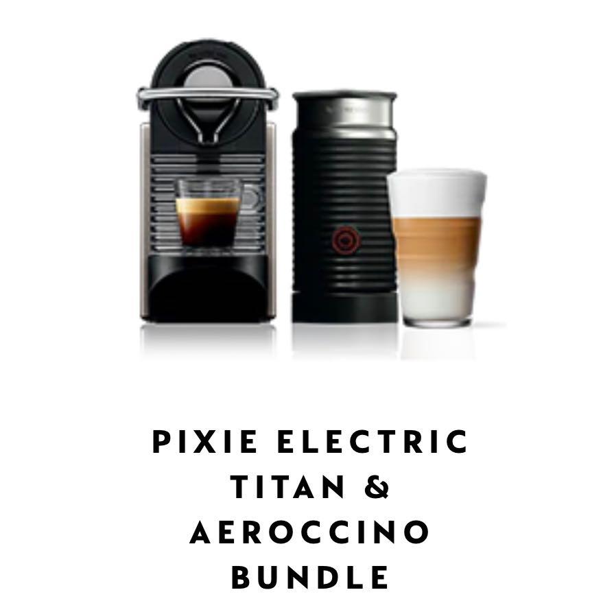 Nespresso Pixie Electric Titan & Aeroccino3 Bundle, TV & Home