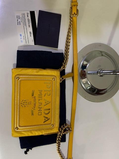 Prada, Bags, Authentic Prada Bandoliera Tessuto Oro Crossbody Bag