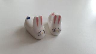 SALE! PRE-LOVED Tiny Bunny Figures with floral design
