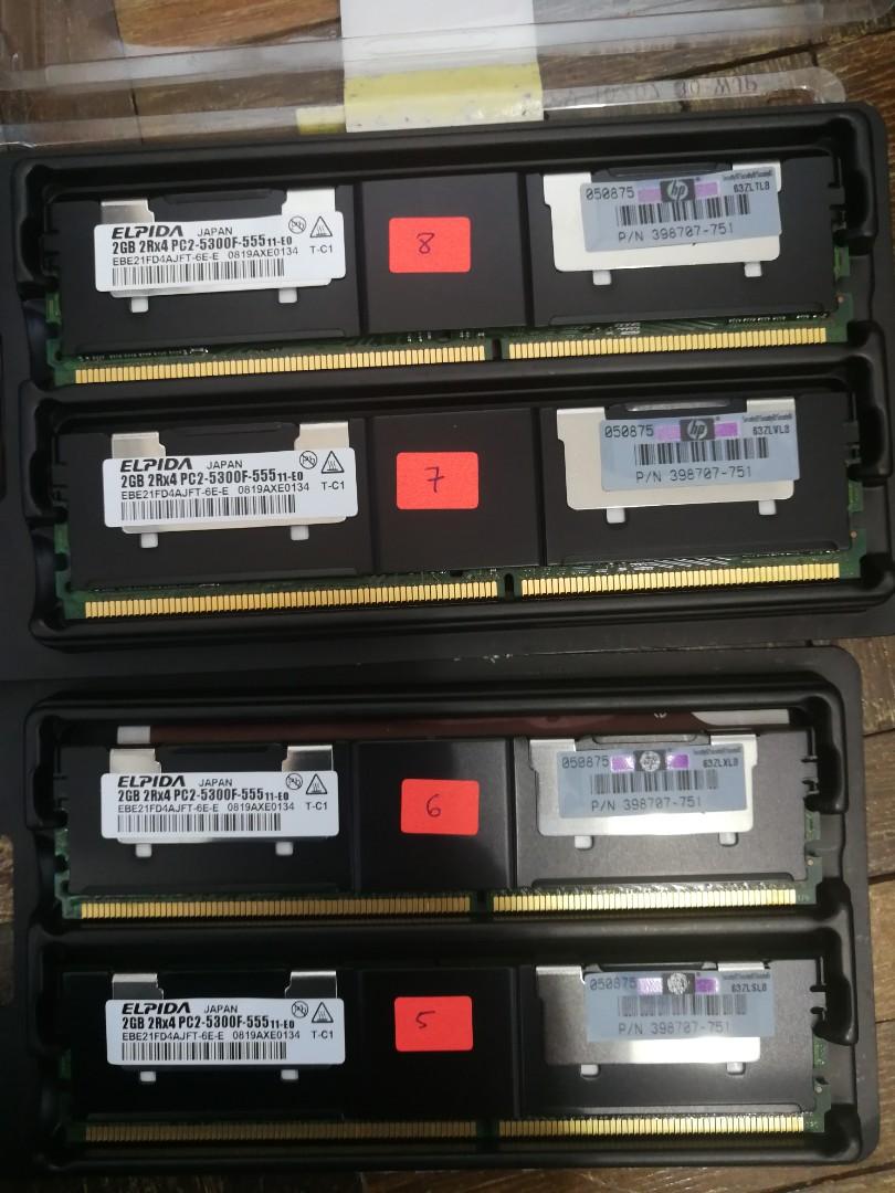 RAM / MEMORY (Category: Hard Disks & Thumbdrives) located in Kuala Lumpur. Submitted by helldap (Listing ID 1099741261, Image 3). Description: SAMSUNG 2GB 2Rx4 PC2 5300F RAM ELPIDA 2GB 2Rx4 PC2 5300F RAM RM 27.00 / unit..now rm10 each Self Pick Up : K. Lumpur.