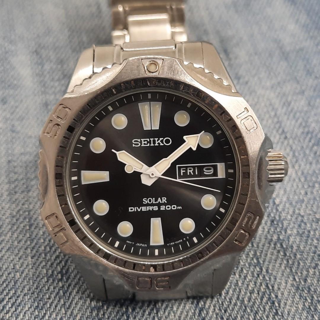 Seiko SNE107 V158-0AE0 Solar Diver's 200 Meter Quartz Men's Watch, Men ...