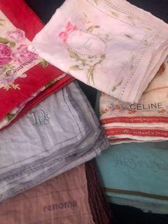 Set of 6 Branded Handkerchief: YSL, Celine, Renoma, Dior & Charmant