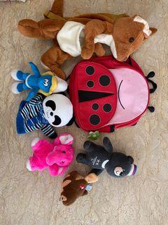 Stuffed toys, backpack and night lamp bundle