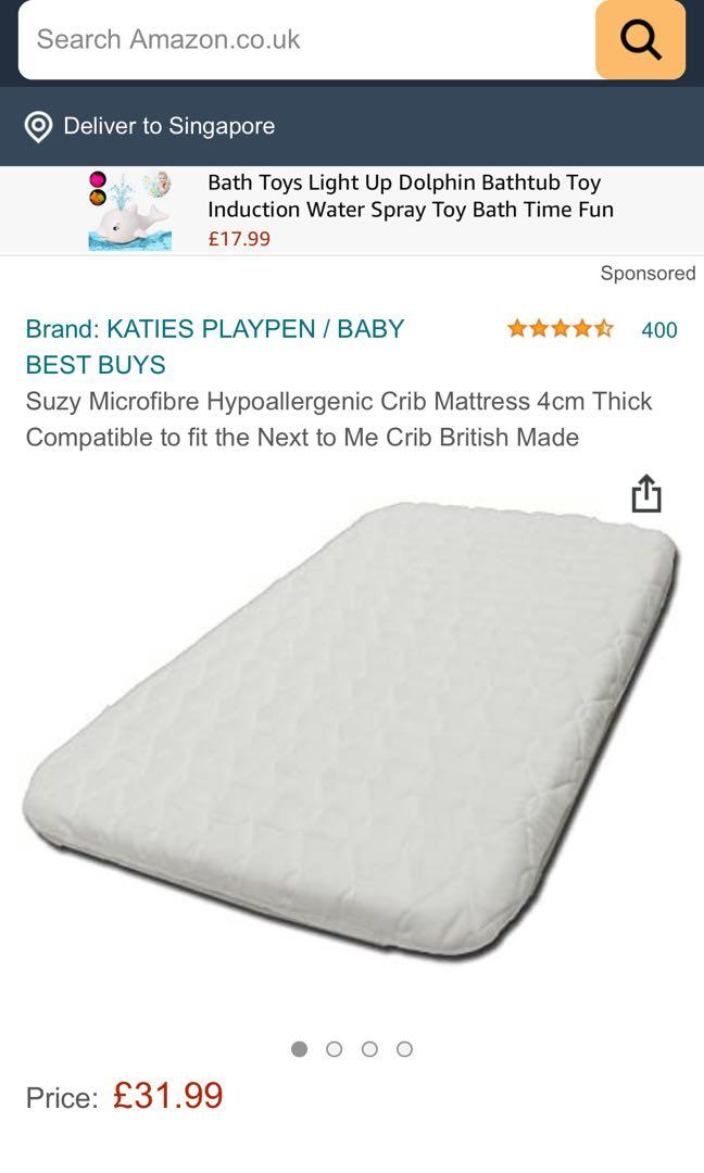 Suzy microfibre hypoallergenic crib mattress clearance