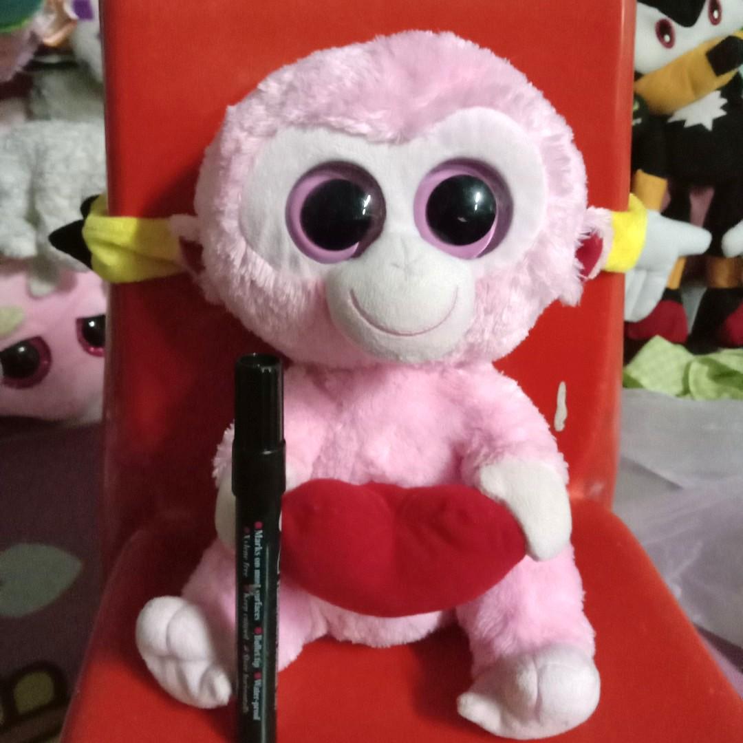 TY BEANIE BOO MONKEY PINK Hobbies Toys Collectibles