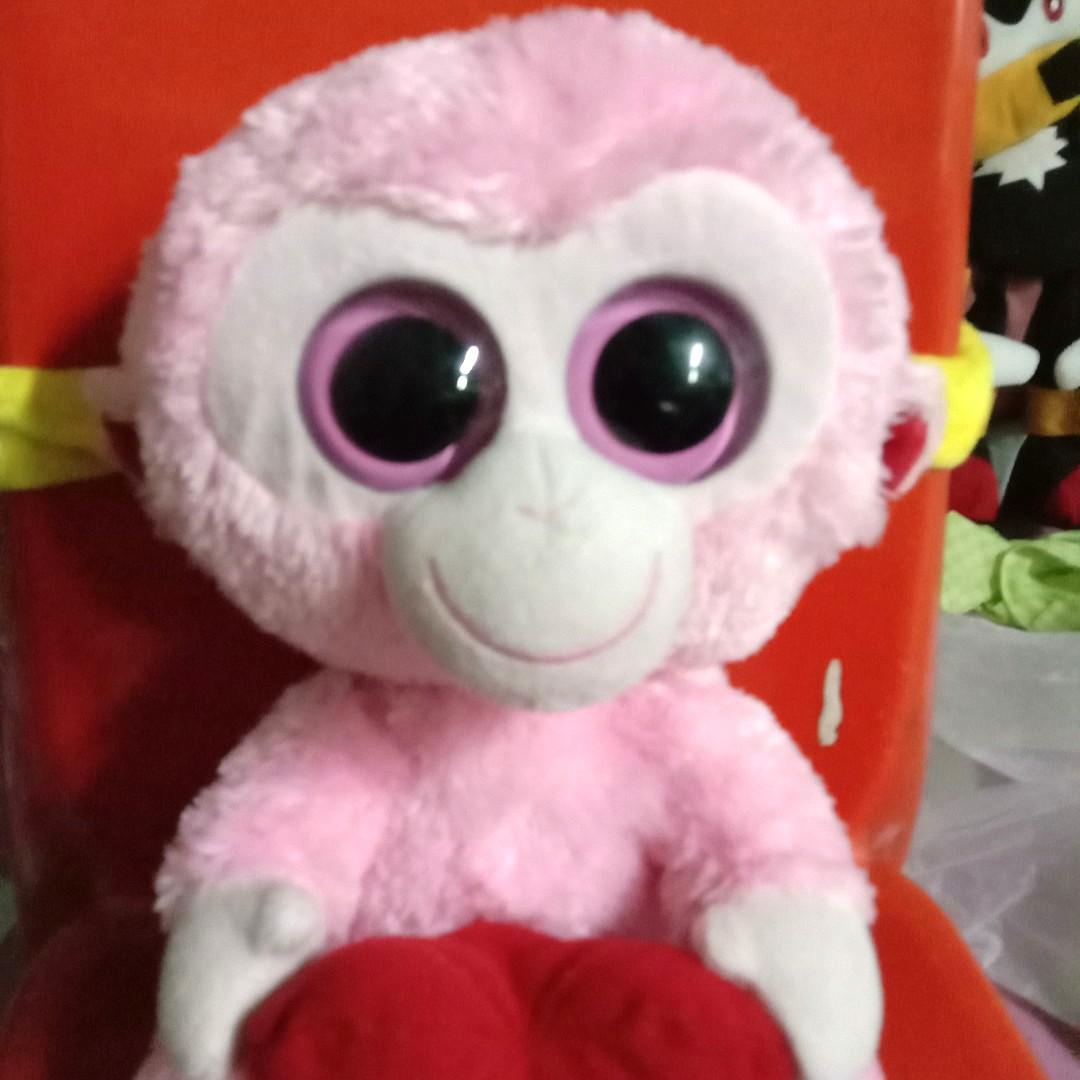 TY BEANIE BOO MONKEY PINK Hobbies Toys Collectibles