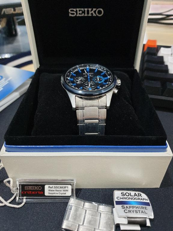 Used] Seiko Solar Chronograph SSC683P1, Men's Fashion, Watches &  Accessories, Watches on Carousell