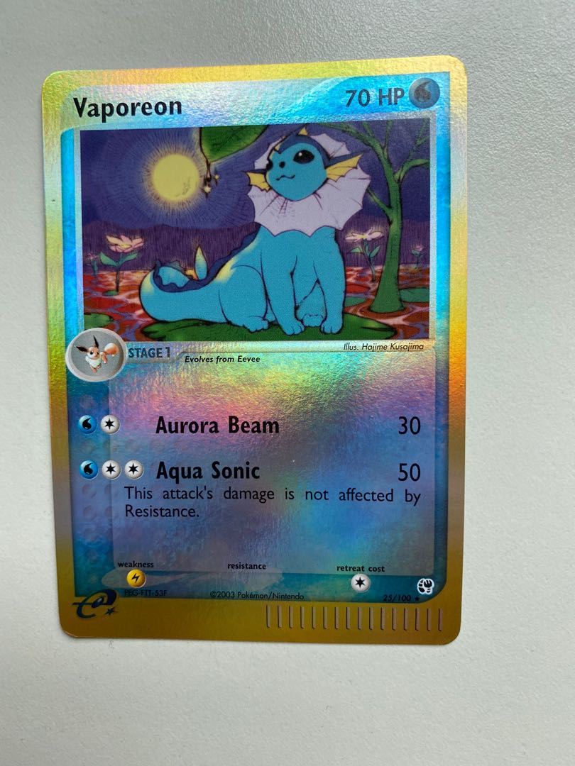 Vaporeon vintage reverse holo ex sandstorm pokemon cards tcg, Hobbies