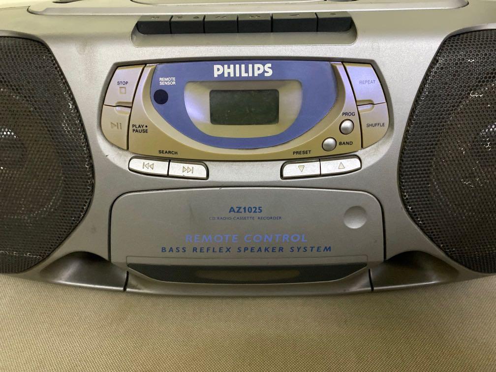 Vintage faulty Philips cd Radio cassette recorder remote stereo az1025 ...