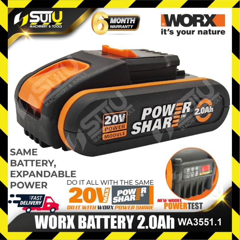 Pack of 2 WORX WA3551.1 18V/20V MAX 2.0Ah Powershare Battery Packs