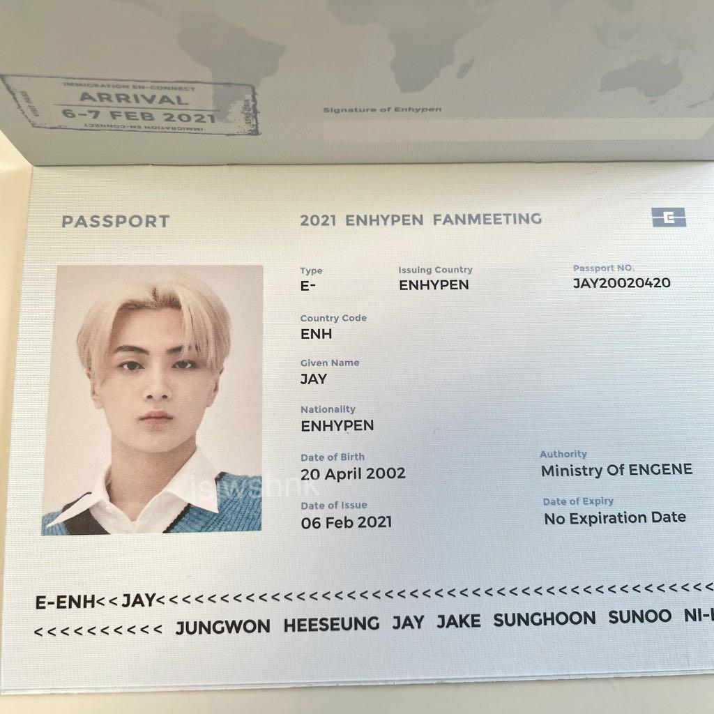 WTB ENHYPEN Jay Enconnect passport