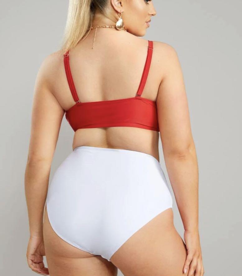 118. Red white high waisted bikini set Women s Fashion