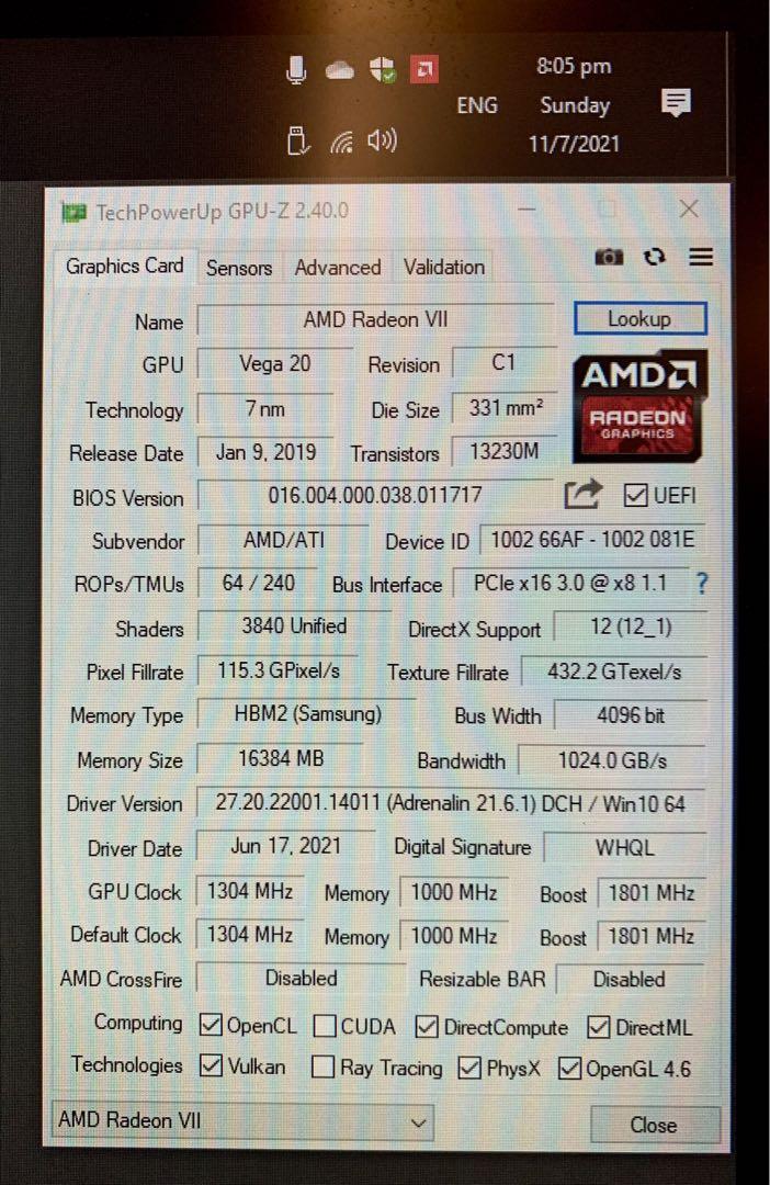 AMD Radeon VII 16GB HBM2 GPU Rare