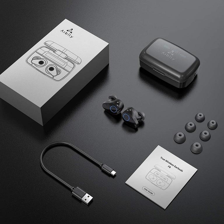 Arbily Wireless Headphones Bluetooth 5.0 Wireless Earphones with 110H Playtime LED Display Enhanced Bass IPX8 Waterproof Noise Canceling Wireless Earbuds with Touch Control for Driving Sport Work Audi...