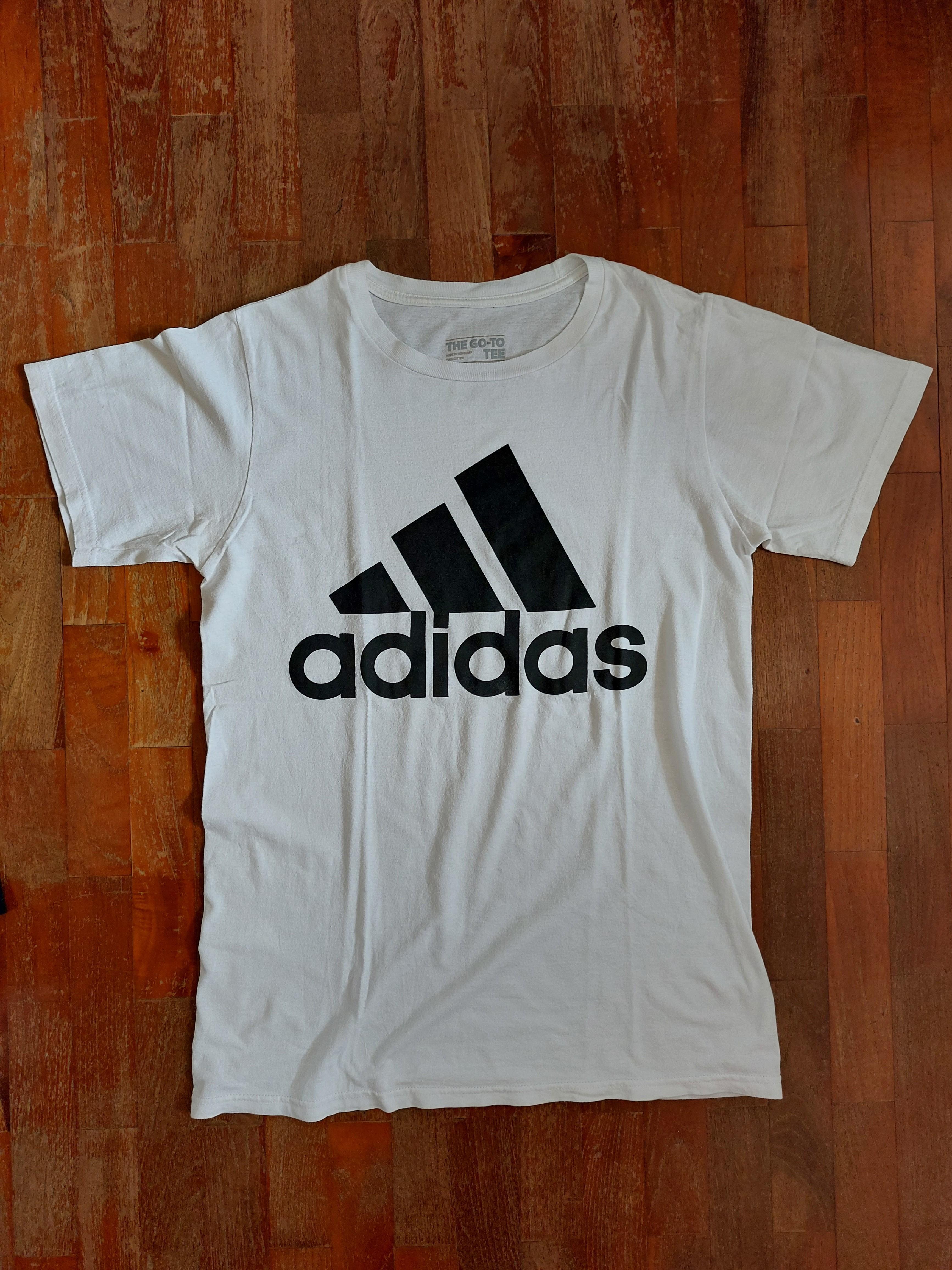 Authentic Adidas Logo White T-Shirt, Men's Fashion, Tops & Sets ...
