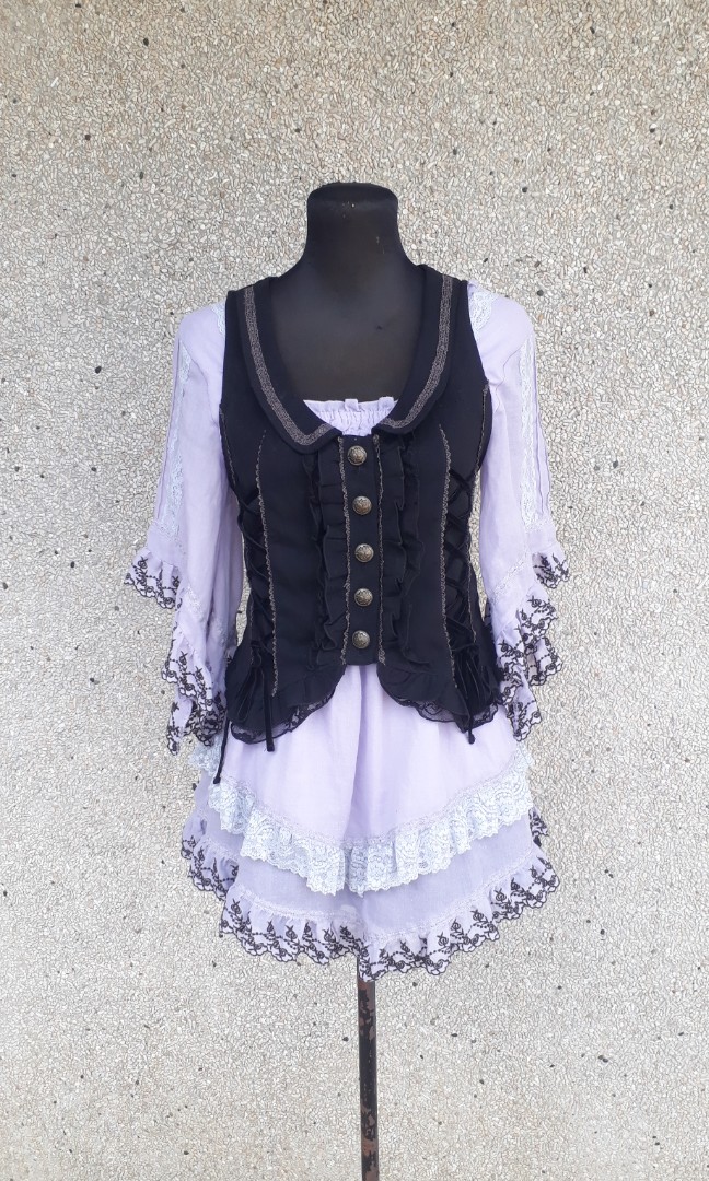 Axes Femme Dress Violet and Black Set, Women's Fashion, Dresses & Sets, Sets or Coordinates on