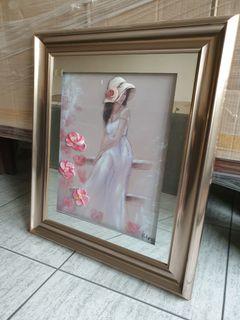 LARGE PAINTING W/ GLASS FRAME