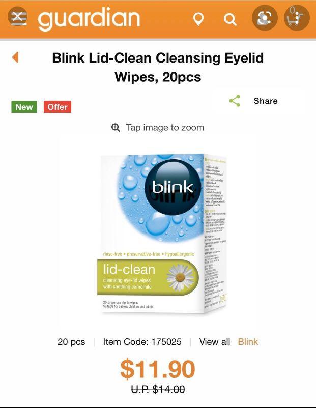 Blink LidClean Eye Wipes, Beauty & Personal Care, Vision Care on Carousell