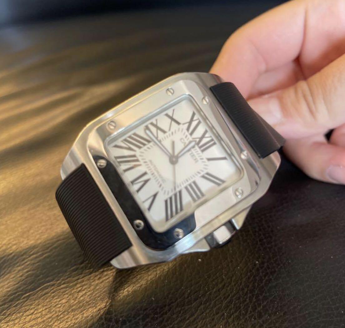 Cartier santos 100 xl rubber strap on sale
