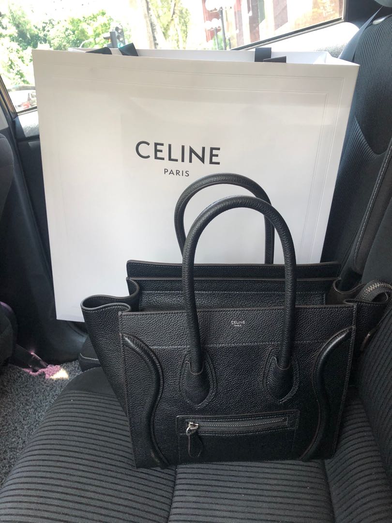 Celine MICRO LUGGAGE HANDBAG IN DRUMMED CALFSKIN BLACK, Men's Fashion, Bags,  Belt bags, Clutches and Pouches on Carousell