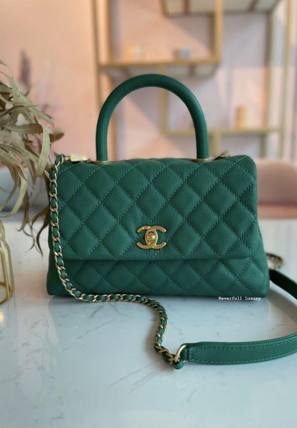 Chanel Coco Handle Green Caviar GHW  Designer WishBags