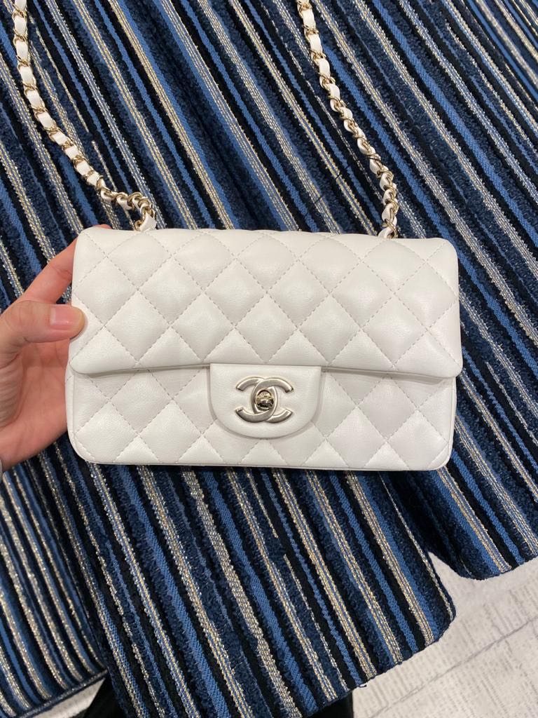Chanel White Mini Flap Rectangular