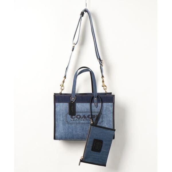 coach denim field tote