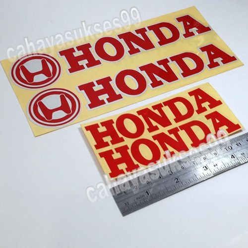 Cutting Sticker HONDA Merah List Putih Size 20cm x 4.5cm Stiker HONDA