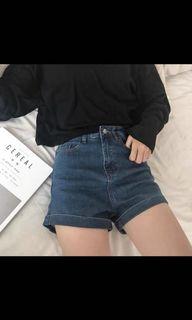 High waisted denim shorts