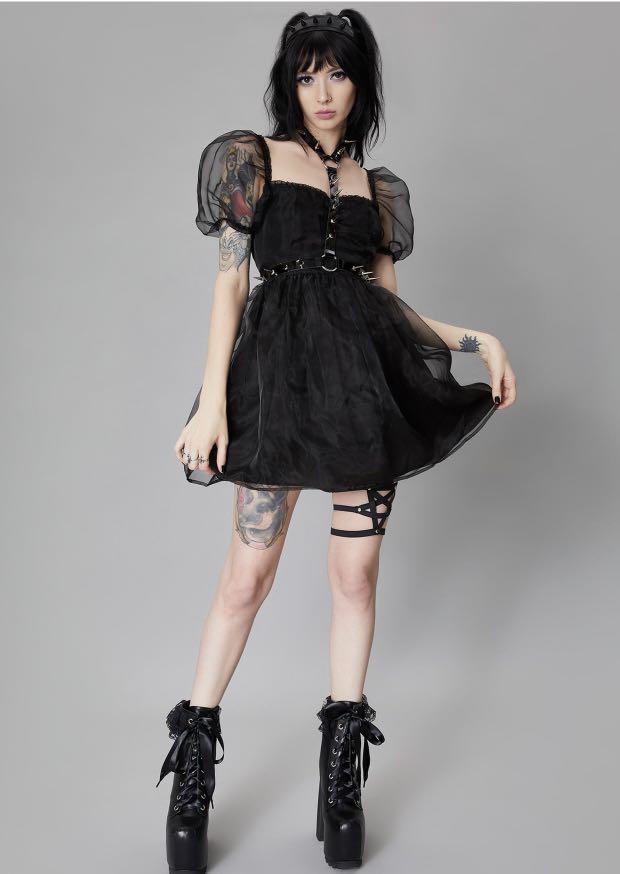 Widow Doll Head Mesh Babydoll Dress - Black – Dolls Kill