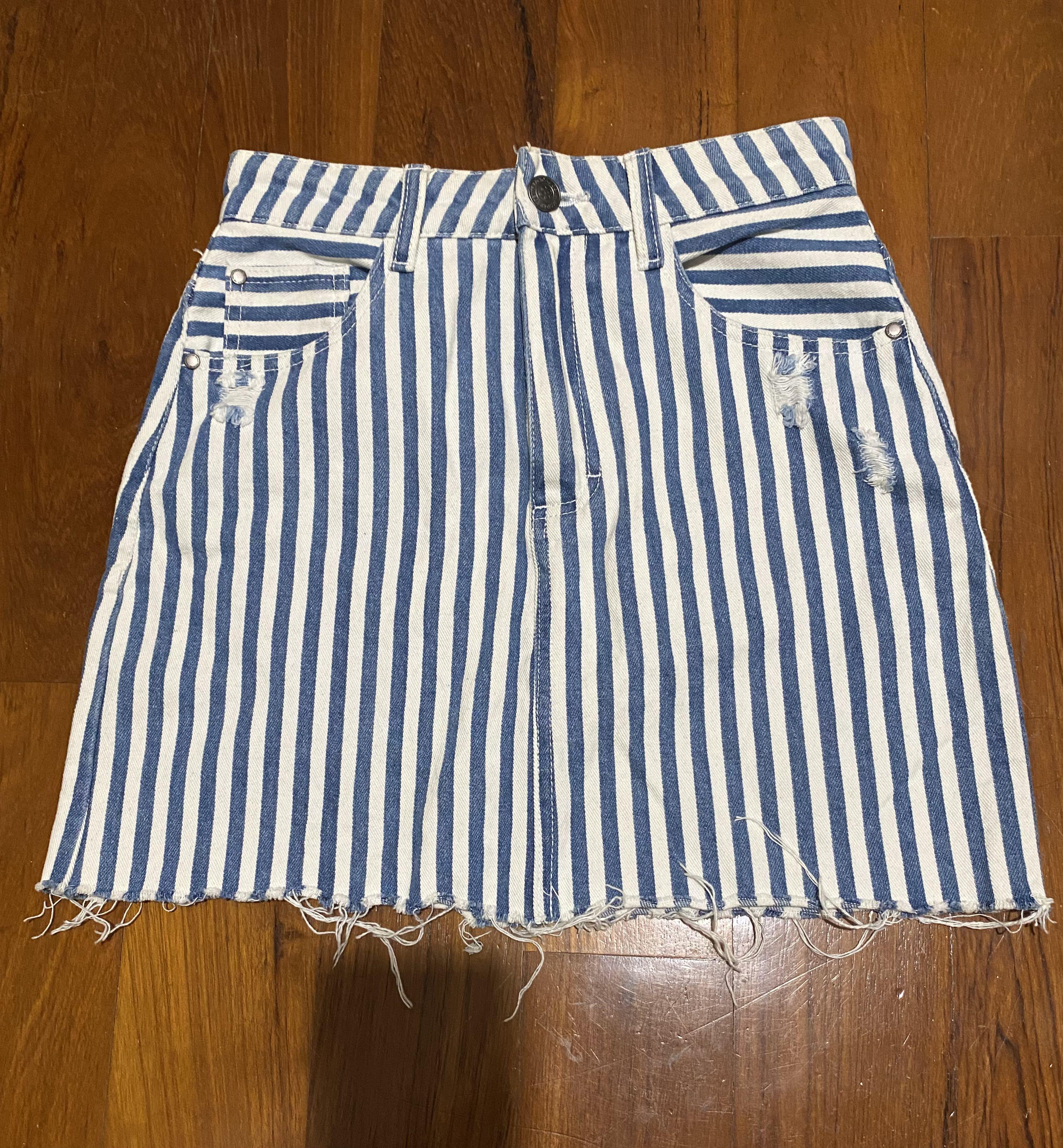 Striped denim skirt Clearance