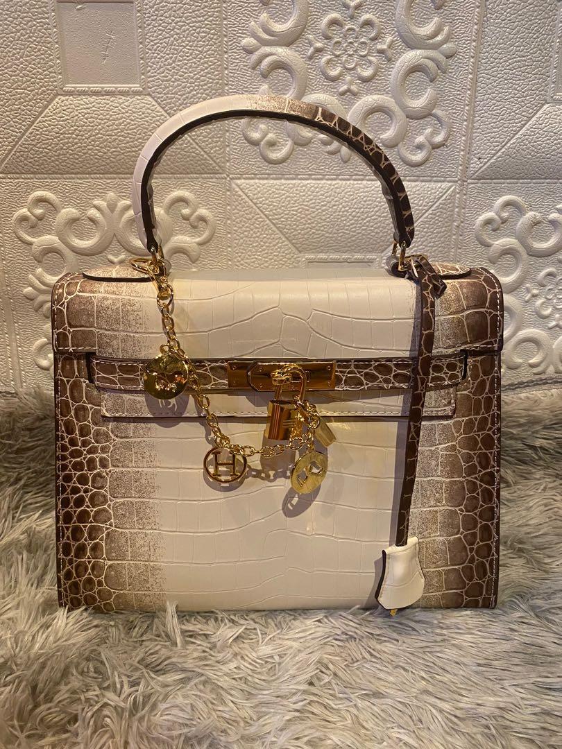 Hermes Himalayan Kelly 28 crocs skin matte , Luxury, Bags & Wallets on