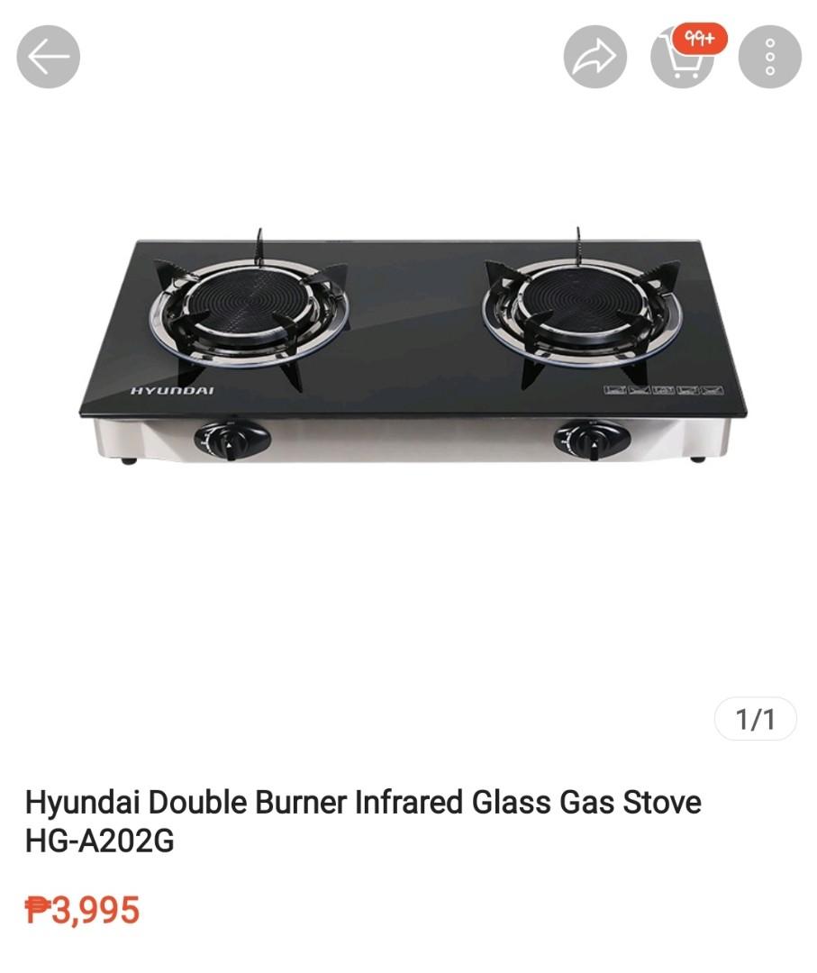 hyundai double burner tempered glass