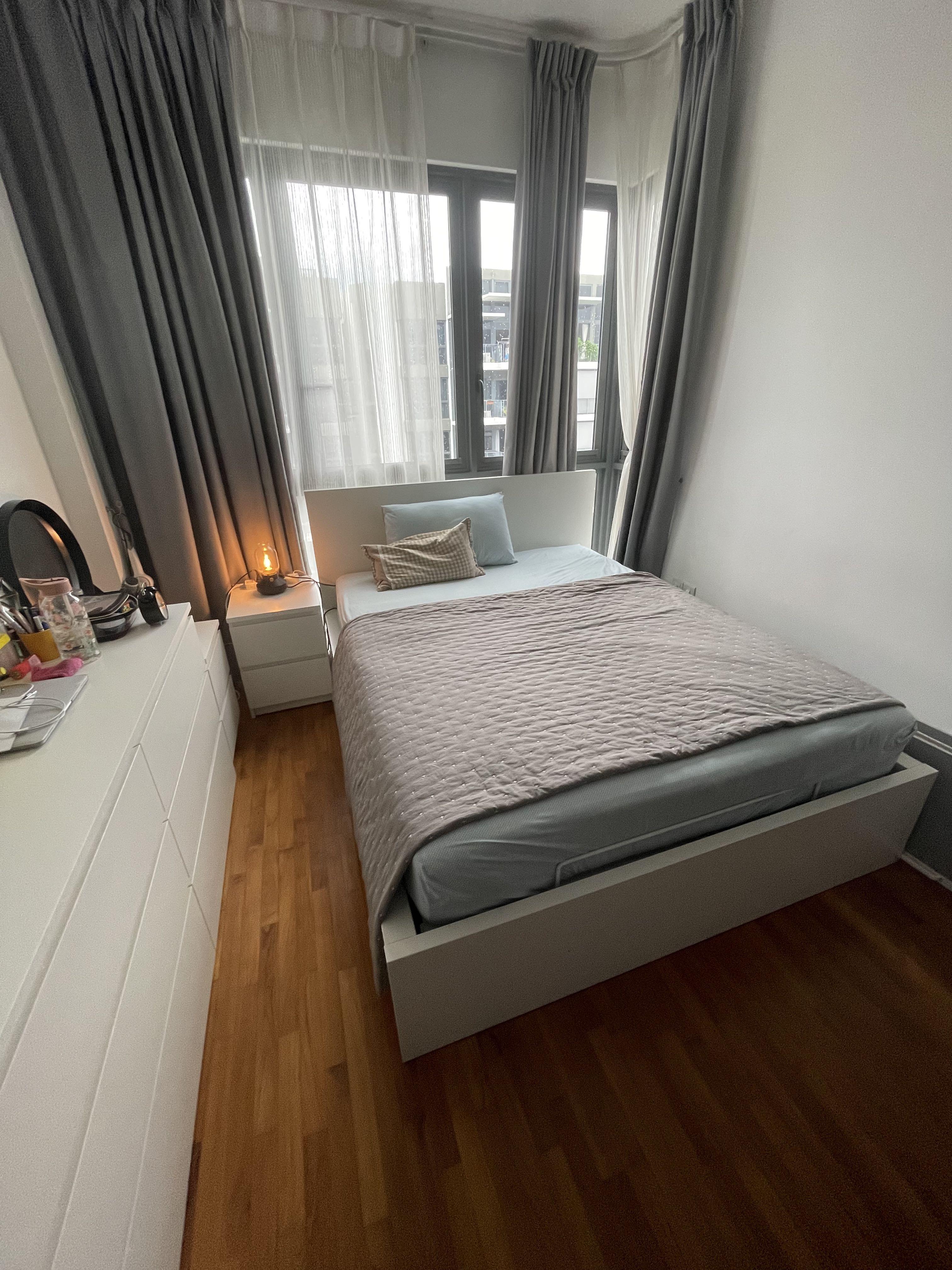 IKEA Bed Frame with Hydraulic Storage Queen Size, Furniture & Home