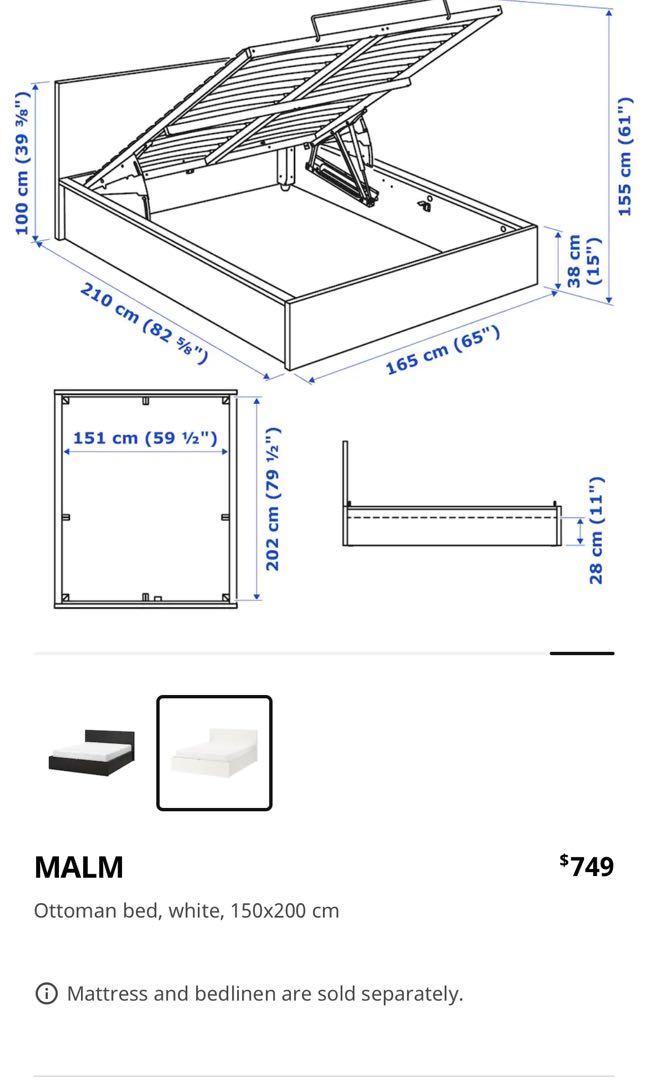 IKEA Bed Frame with Hydraulic Storage Queen Size, Furniture & Home