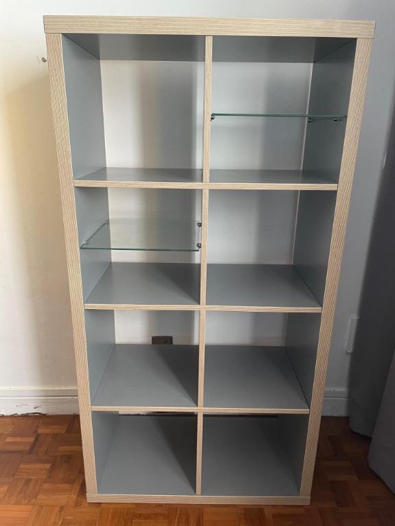 IKEA KALLAX Shelving unit, grey/wood effect Shelves, Furniture & Home