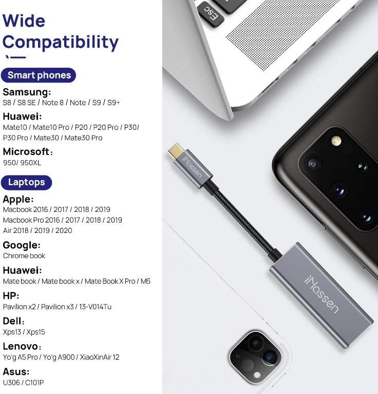 Cable USB C A DisplayPort, 1,8 M, 4K @ 60Hz, Compatible Con Thunderbolt