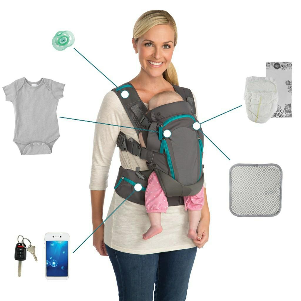 Infantino carry-on multi pocket carrier (Category: Carriers & Slings) located in Pasig City. Submitted by wisemomph (Listing ID 1100045296, Image 3). Description: seldom used. Since lockdown / pandemic bawal ilabas baby. Original price: P3,699. Bought at SM. as is actual picture posted The Carry On™ Multi-Pocket Carrier features six intuitive pockets plus an adjustable seat that cinches small for newborns and expands for older babies and toddlers