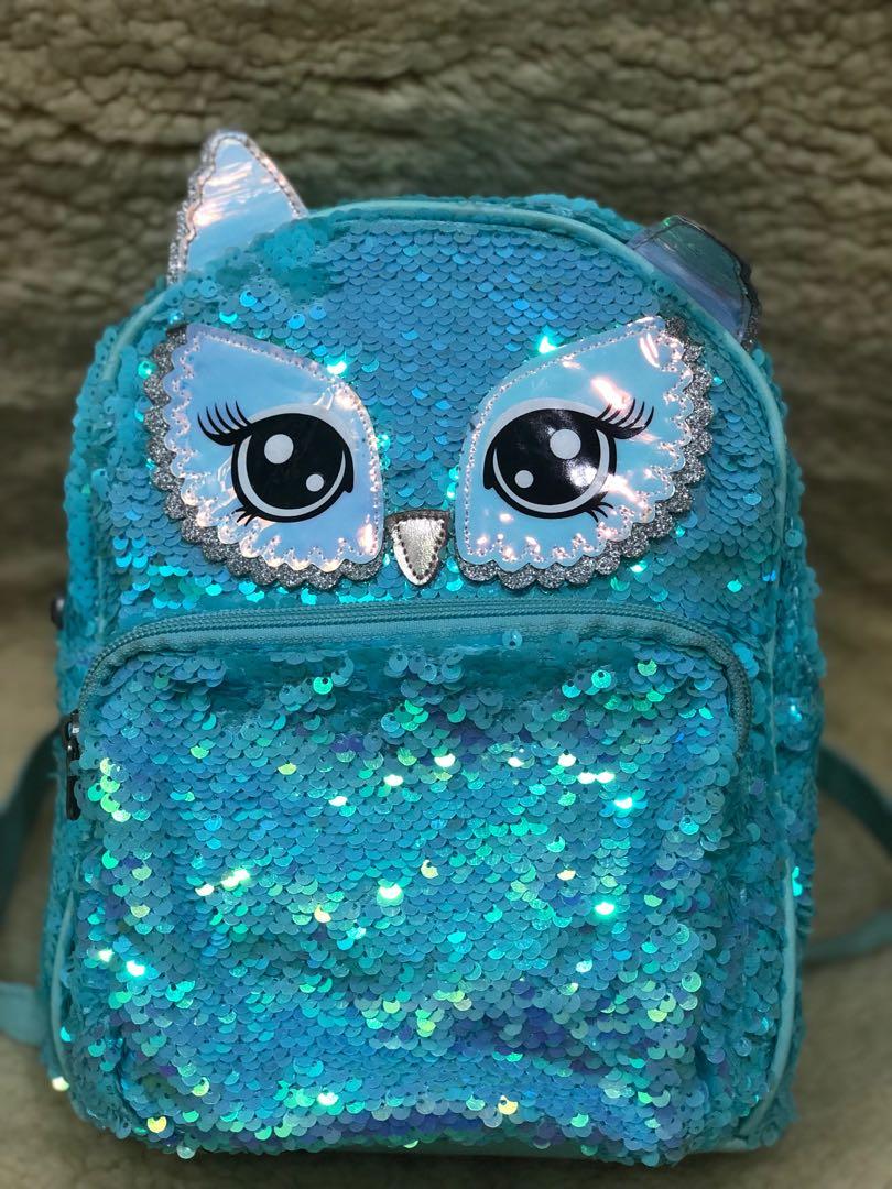 Owl flip sequin backpack top