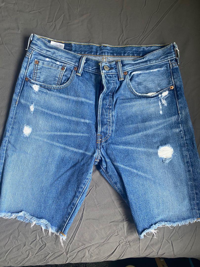 Levis Mens Ripped Denim Shorts, Men's Fashion, Bottoms, Shorts on Carousell