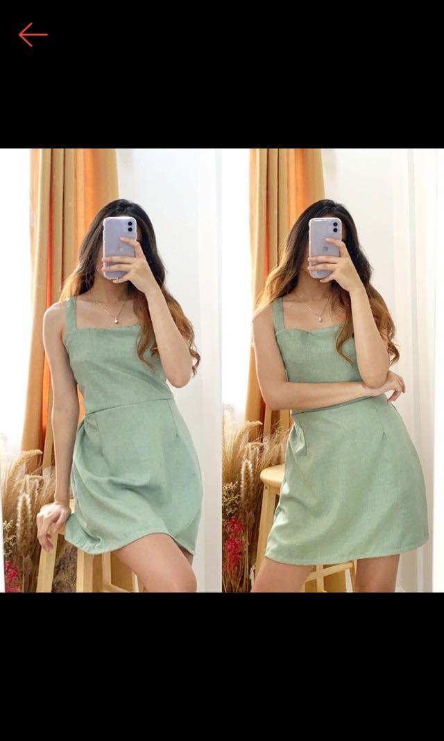 Linen Dress in Olive (Category: Dresses) located in Taytay. Submitted by decluttering_ce (Listing ID 1100009817, Image 1). Description: • Fits small frame • MOP: BPI / Security Bank transfer & maya only • RFS: decluttering & need funds.