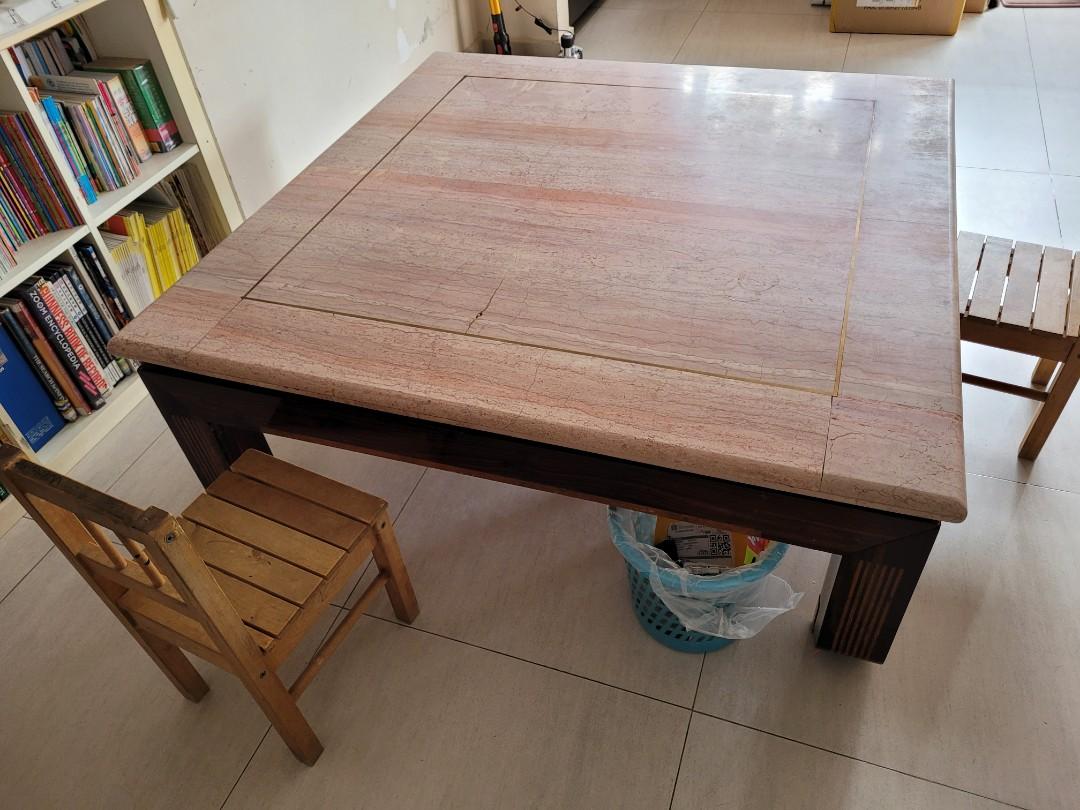 Marble table (Category: Tables & Sets) located in Singapore. Submitted by winklet (Listing ID 1099974525, Image 3). Description: Great quality marble table. Very heavy. Potential to keep for higher value. Size: 120 cm x 120 cm x 45 cm.