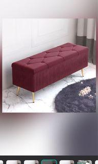 Maroon Velvet Storage Bench
