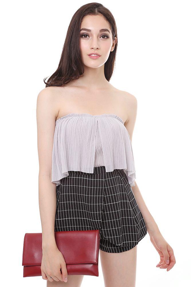 Pleated off hot sale the shoulder top
