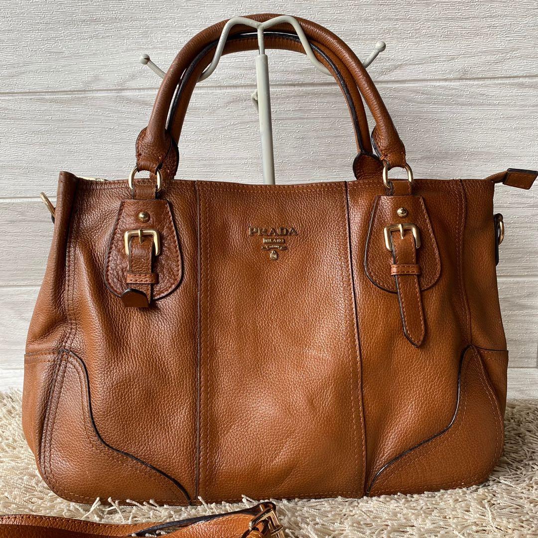 PRADA Tan Leather 3 way Shoulder Tote Bag Women s Fashion Bags Wallets Tote Bags on Carousell