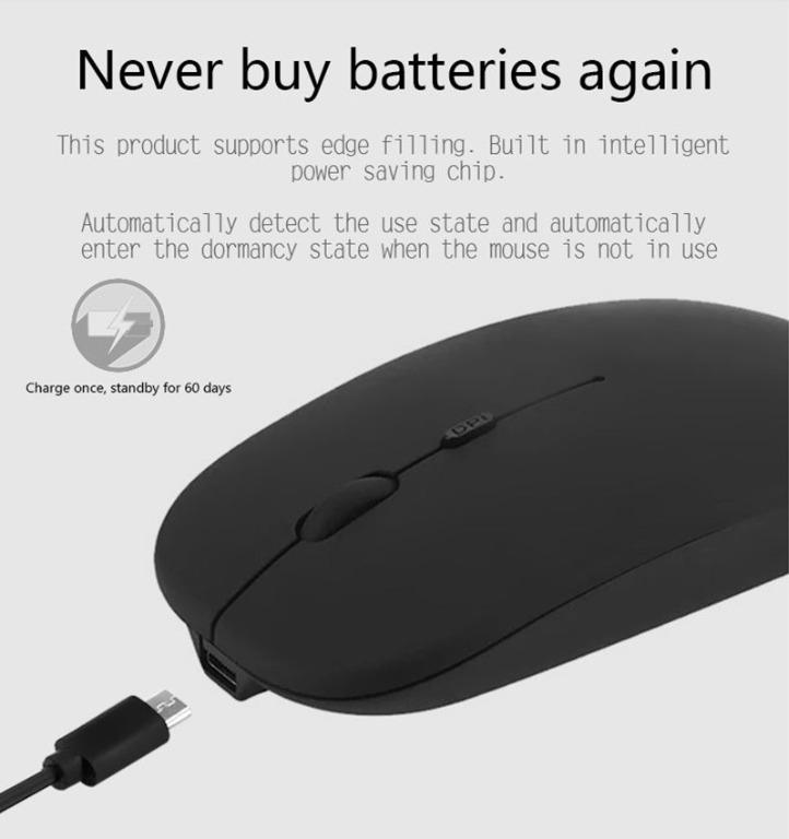 ★Rechargeable Ultra Slim 2.4Ghz Wireless Mouse★Ergonomic Optical ...