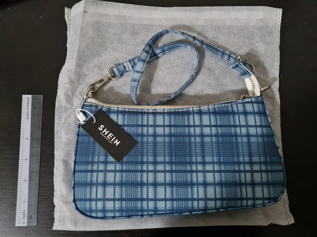 Plaid zip up baguette discount bag