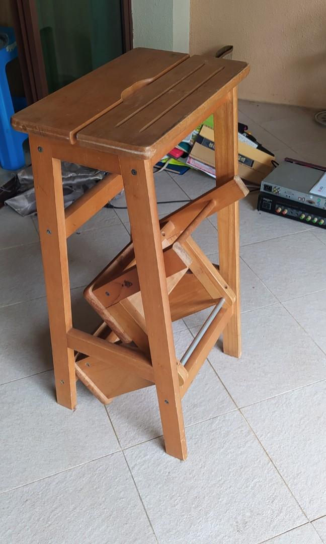 Solid wood folding step ladder stool, Furniture & Home Living, Home