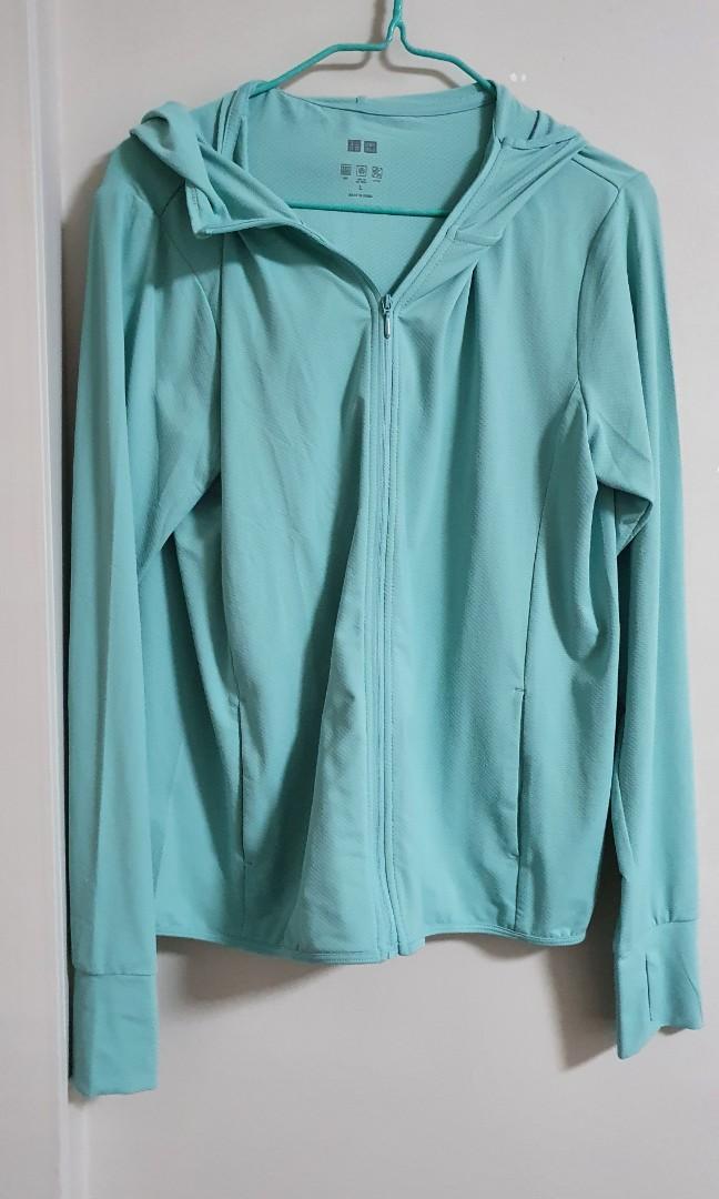Uniqlo Airism UV cut mesh hoodie - Mint/Green, Women's Fashion, Coats ...