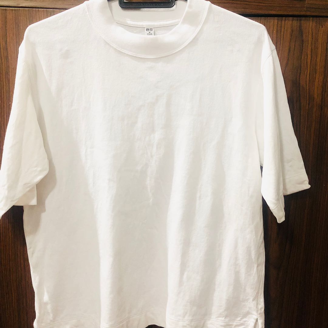 Uniqlo plain white shirt Mens Fashion Tops  Sets Tshirts  Polo Shirts  on Carousell